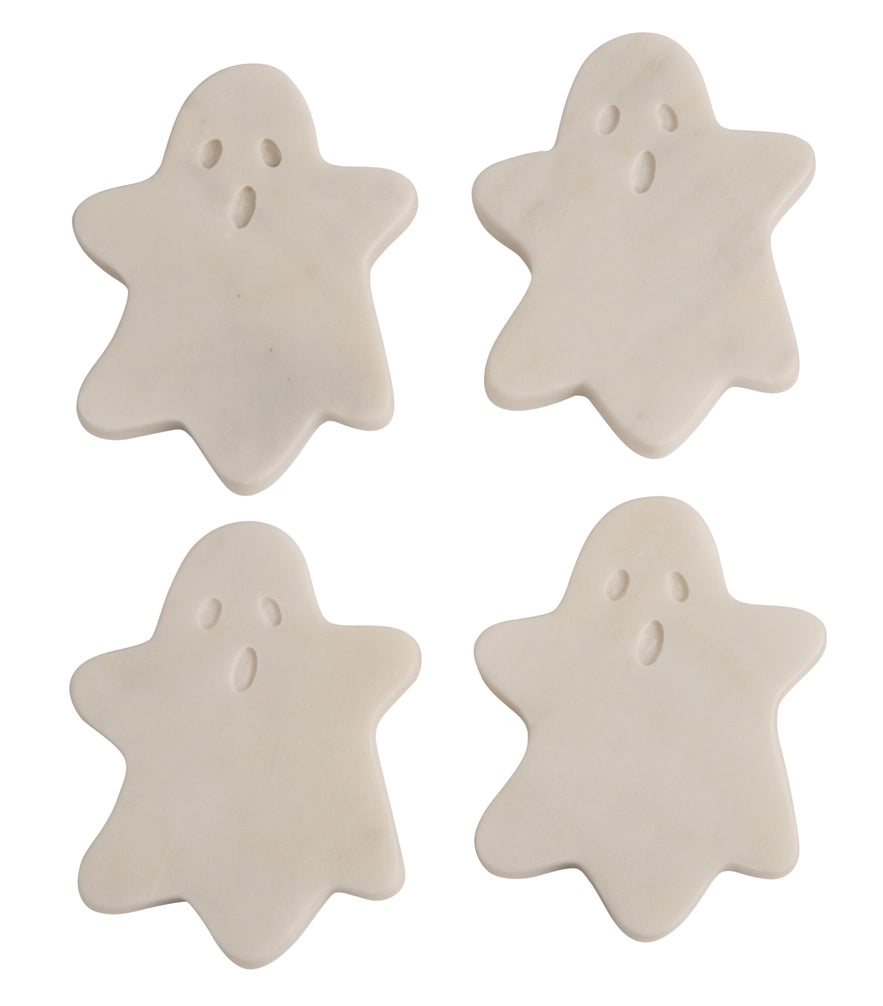 White Marble Coasters — Ghost · Set of 4