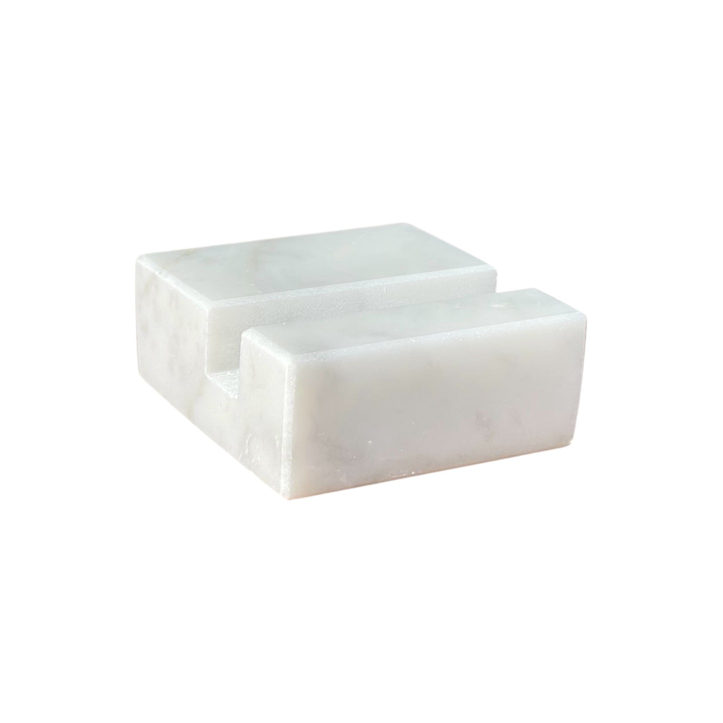 White Carrara Marble Business Card Holder - Vertical