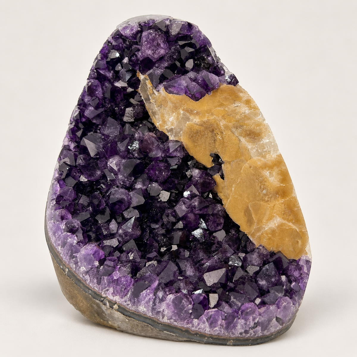 Large Uruguay Amethyst Cathedral Geode with Calcite — 5" x 5", 5.1 lbs