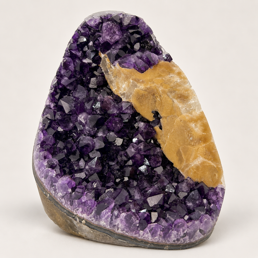Large Uruguay Amethyst Cathedral Geode with Calcite — 5" x 5", 5.1 lbs