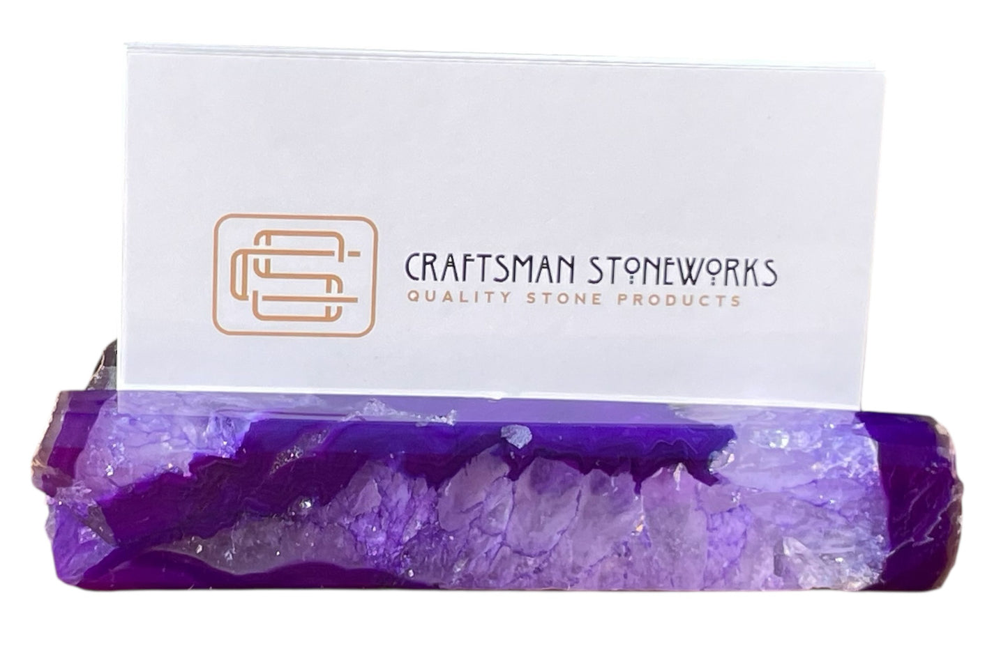 Handcrafted Purple Agate Business Card Holder