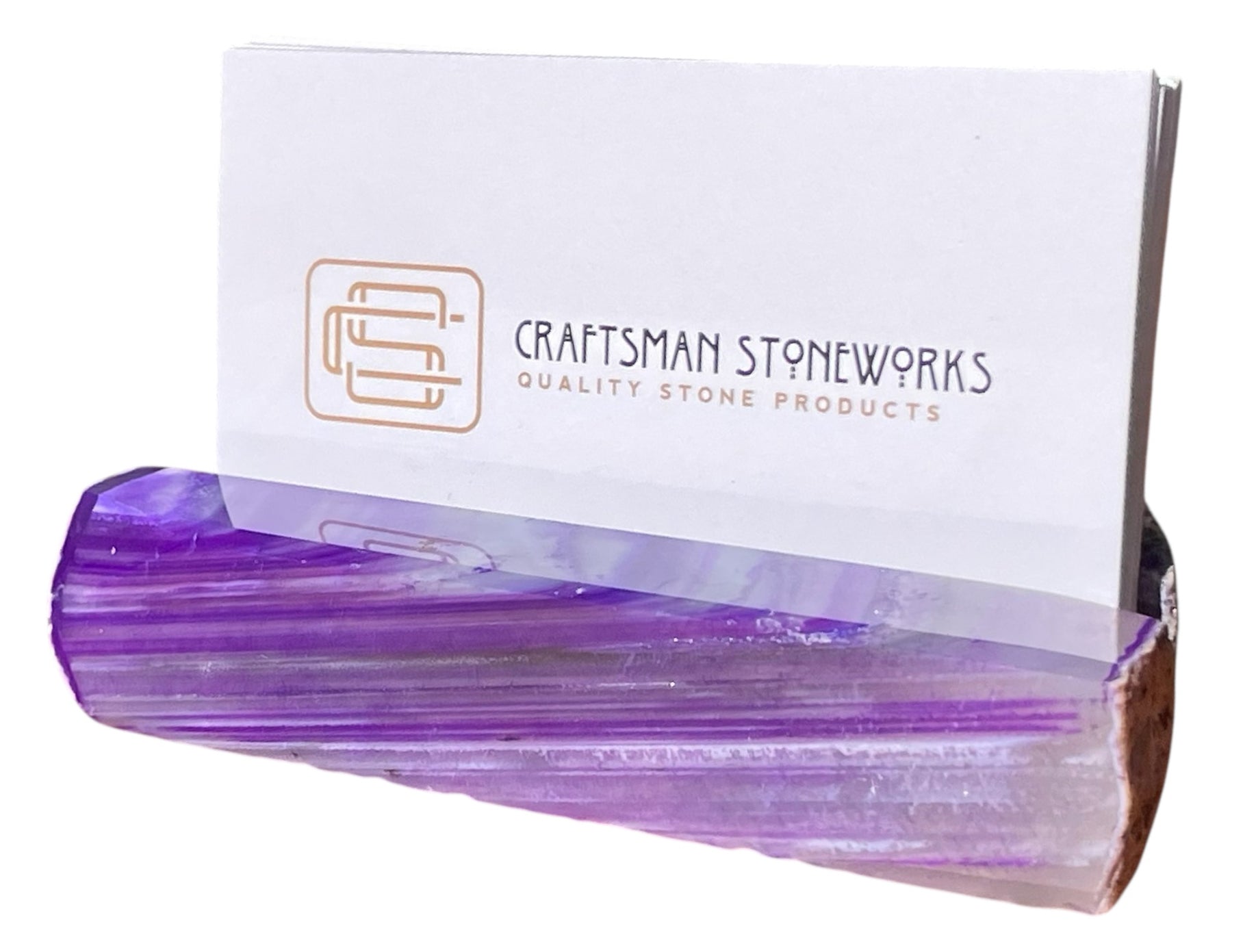 Handcrafted purple agate business card holder