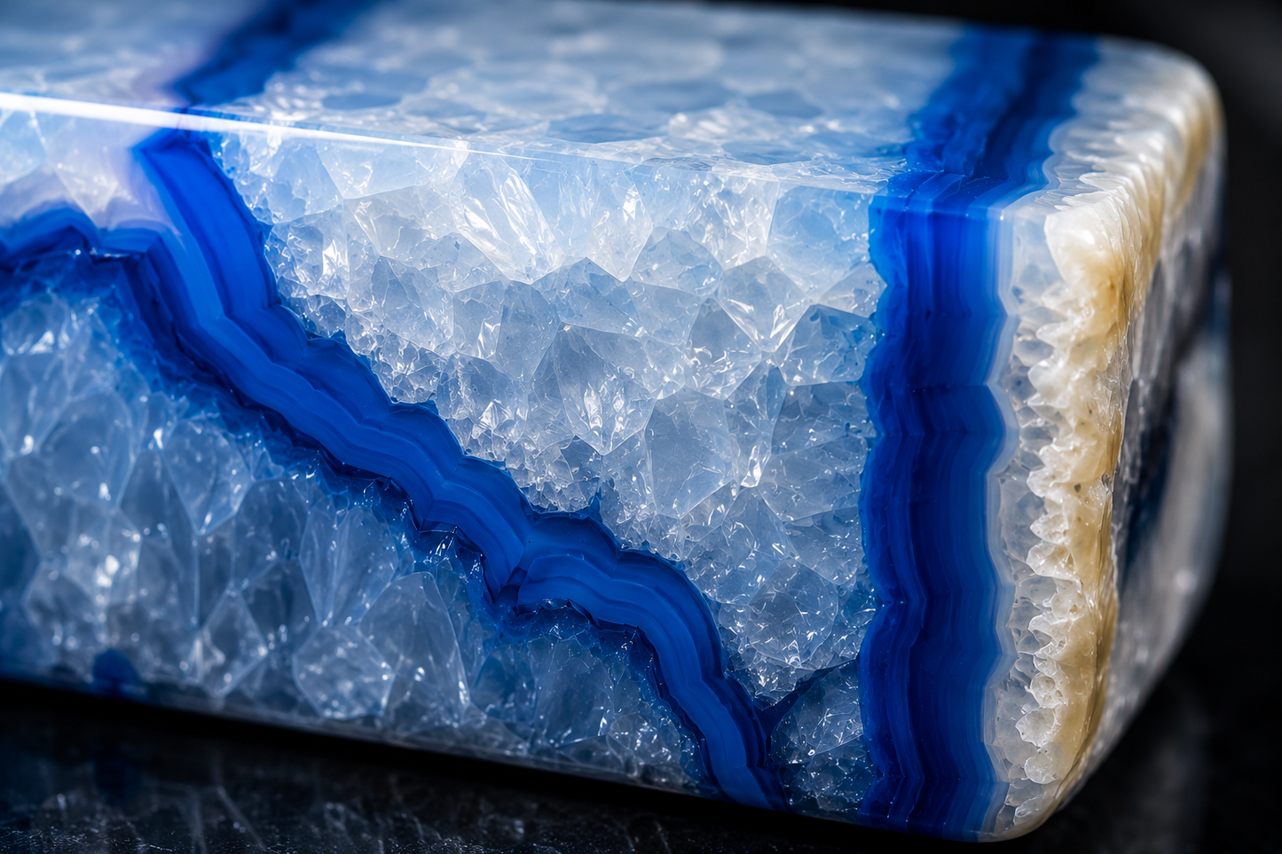 Handcrafted blue agate business card holder