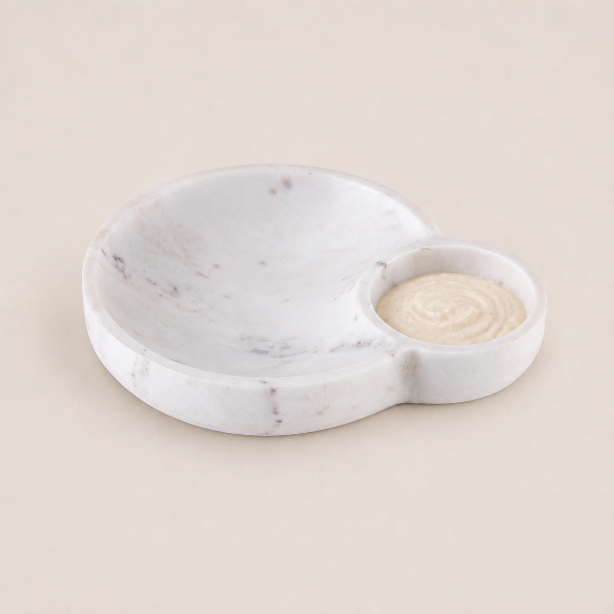 White marble dip bowl platter
