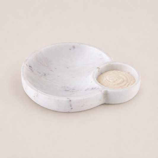White marble dip bowl platter
