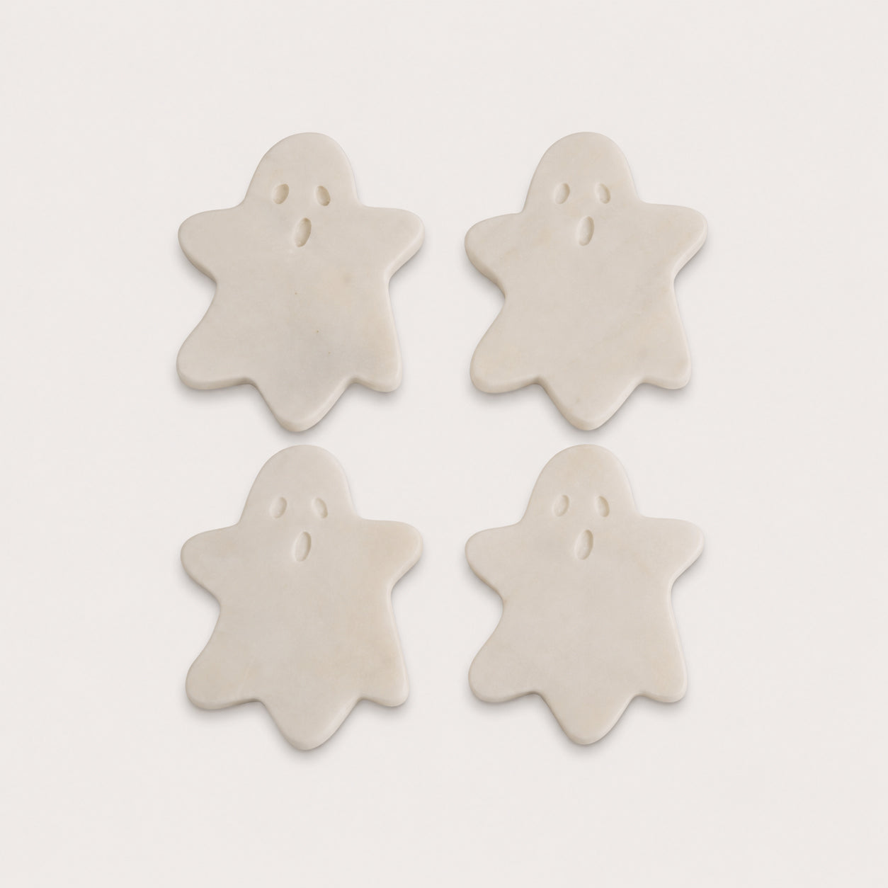 White Marble coasters with Ghost pattern, set of 4