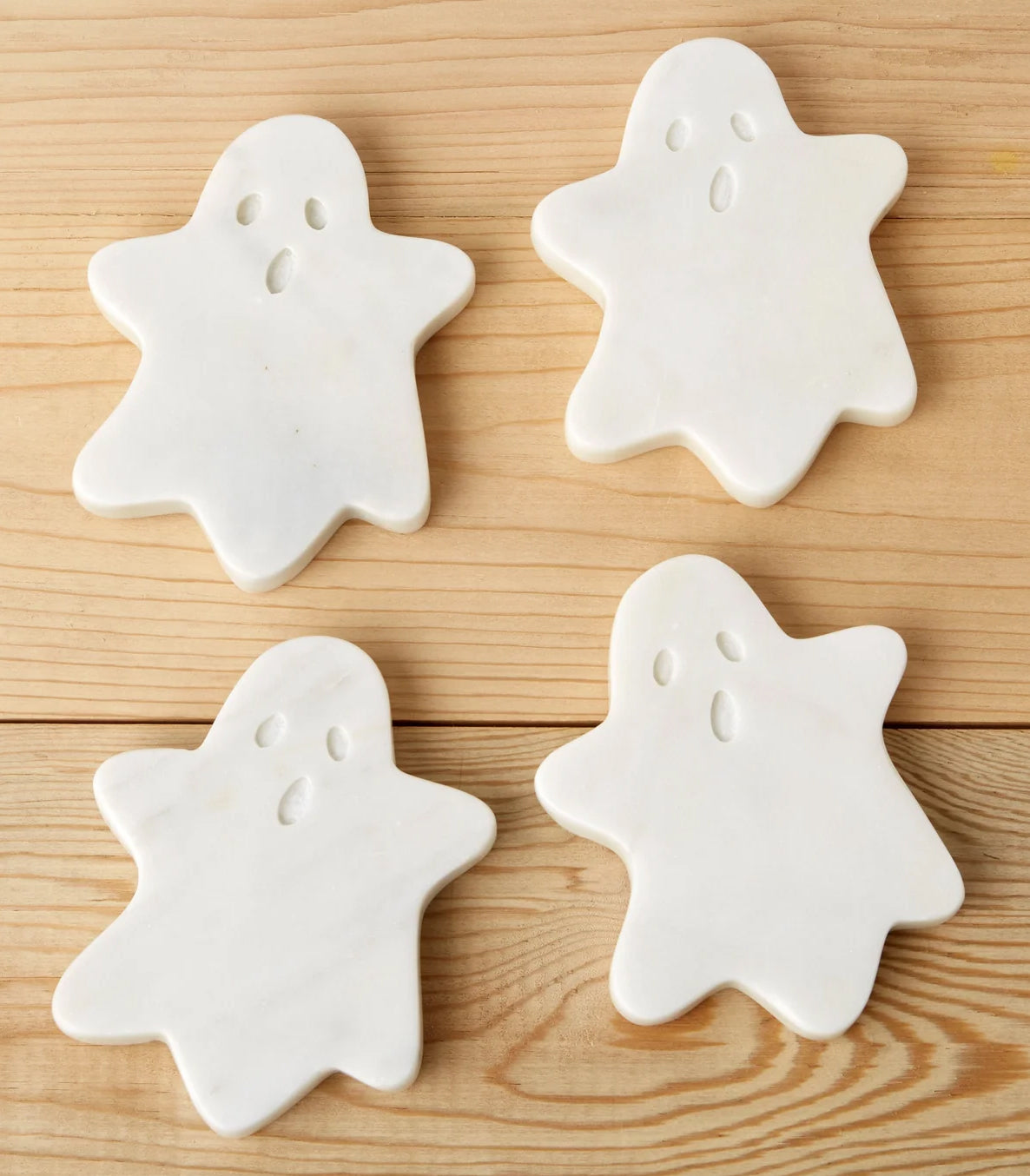 White Marble coasters with Ghost pattern, set of 4