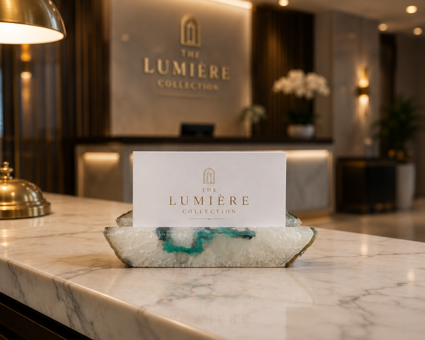 Handcrafted Green Agate Business Card Holder