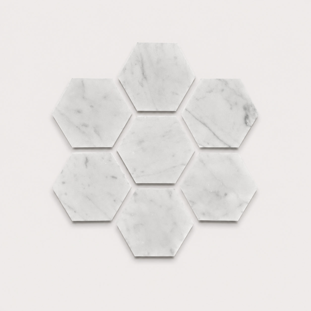 White Carrara Marble hexagon coasters, set of 8