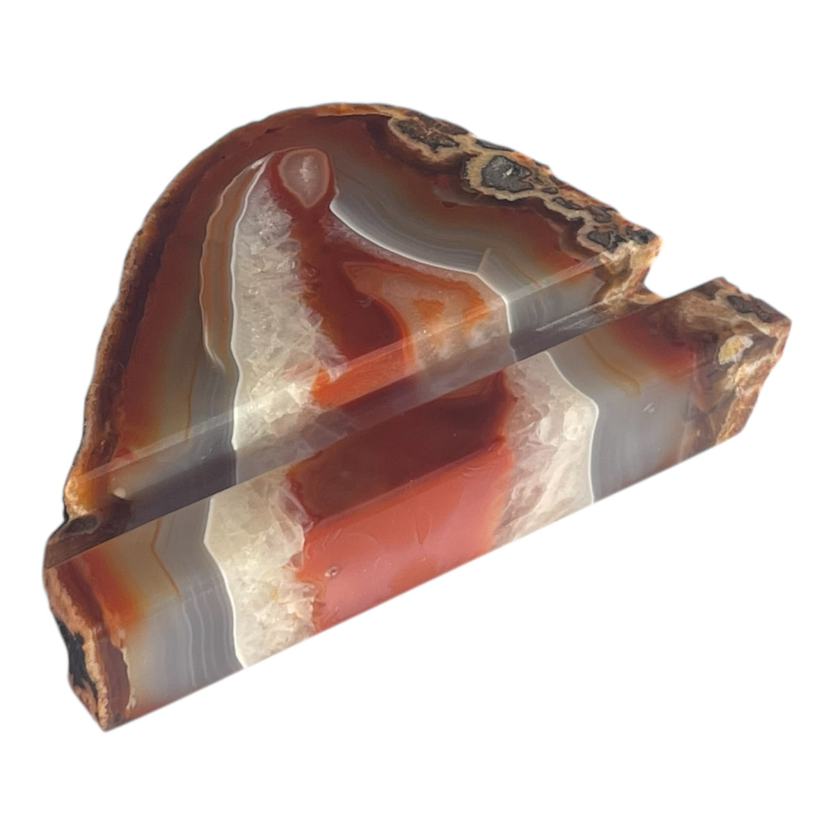 Red Agate Business Card Holder – Handcrafted in Southern California