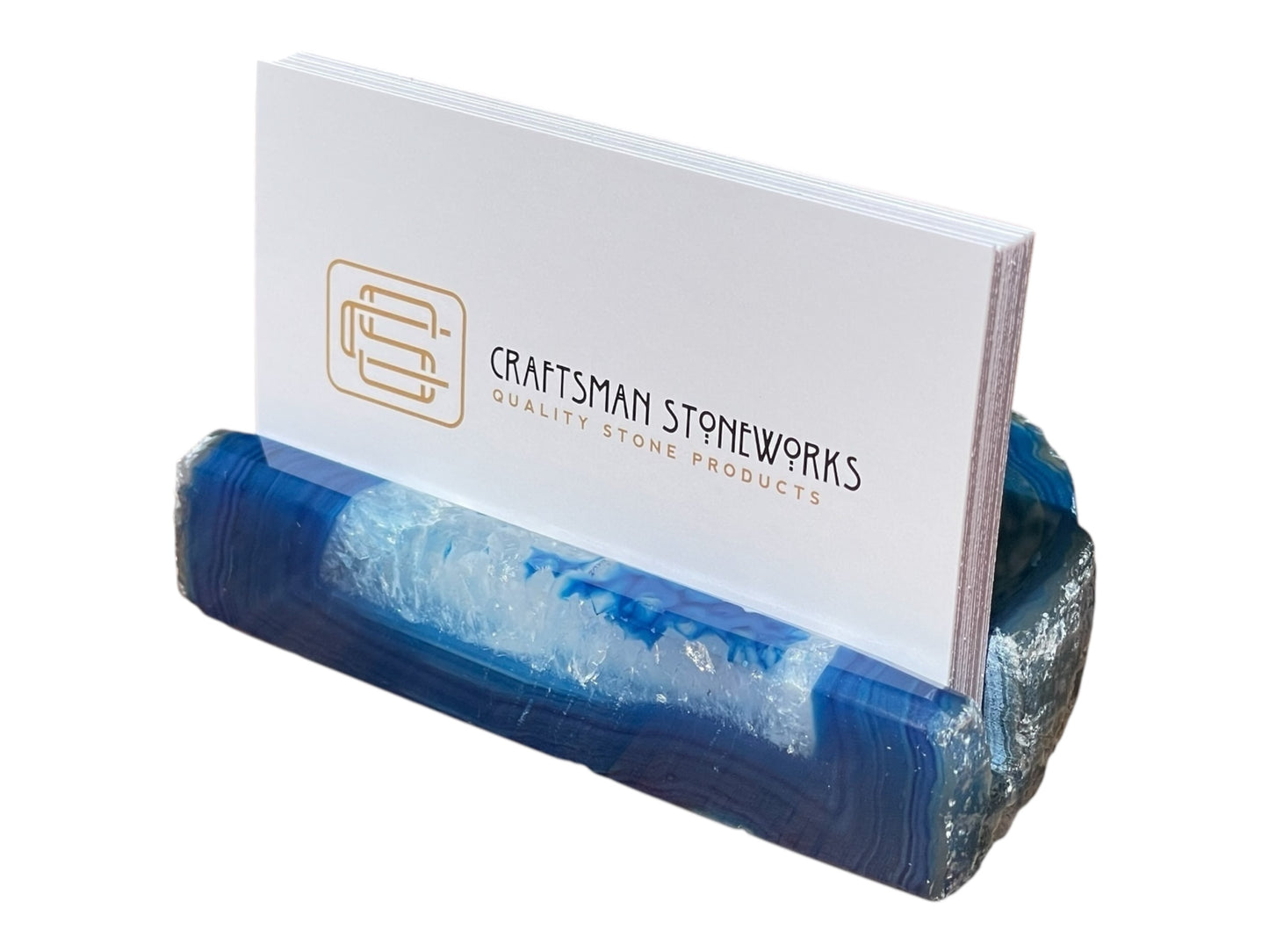 Handcrafted blue agate business card holder