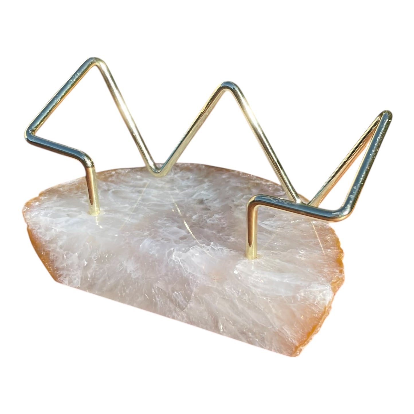 Natural Agate Business Card Holder - Gold Wire Frame