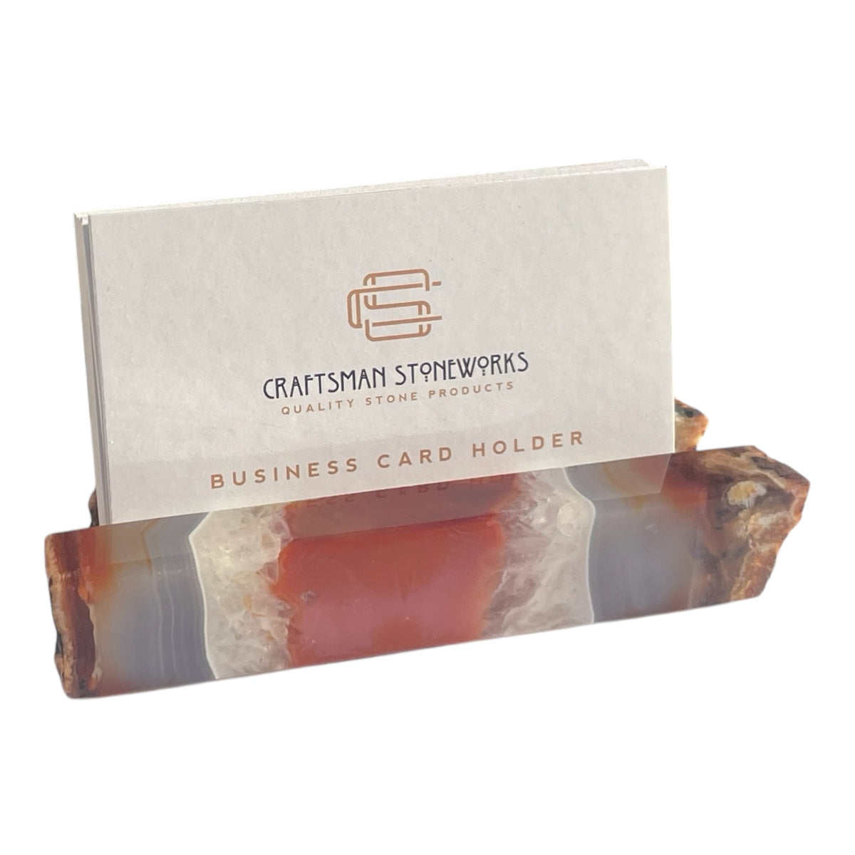Red Agate Business Card Holder – Handcrafted in Southern California