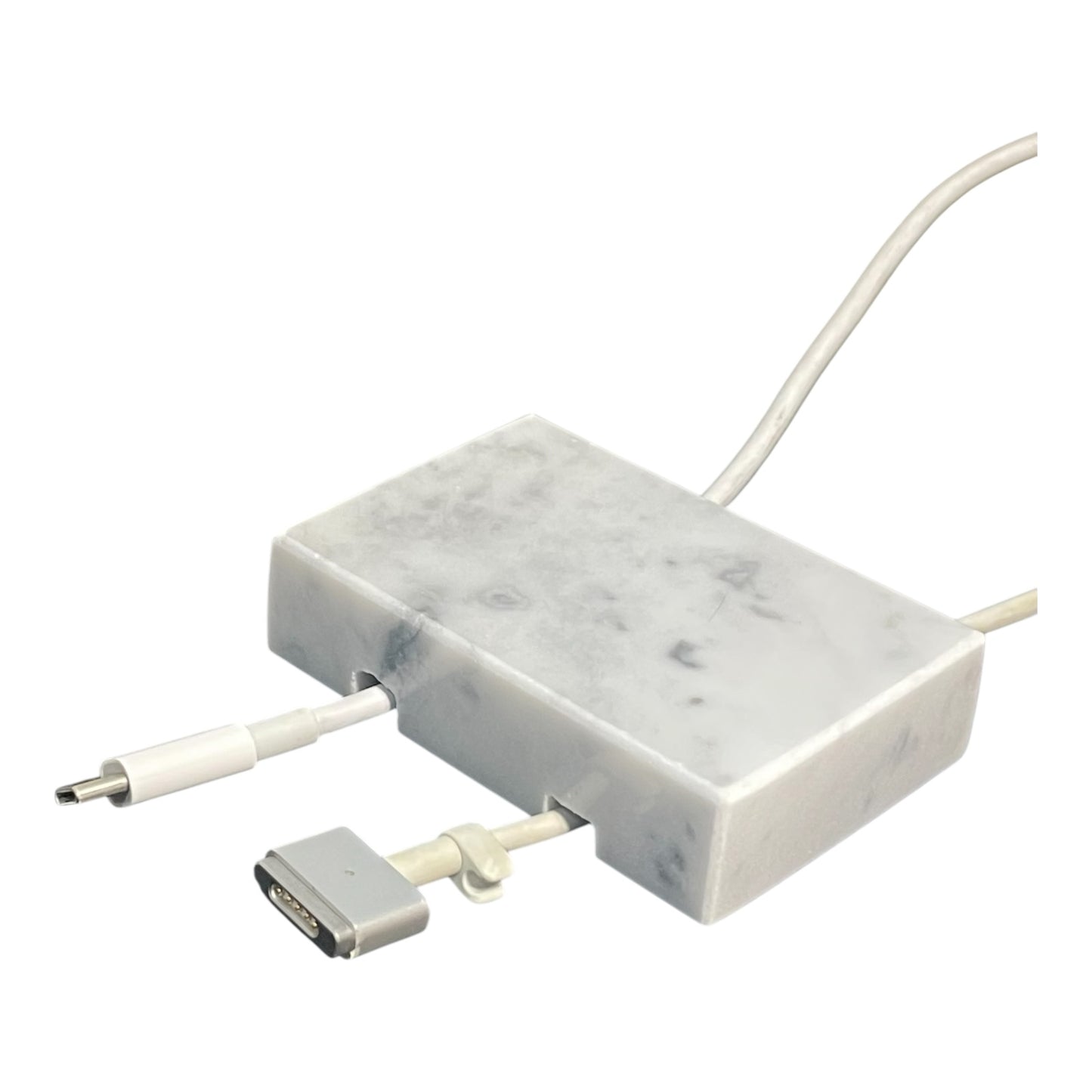 White Carrara Marble Cord Organizer - Polished · Double