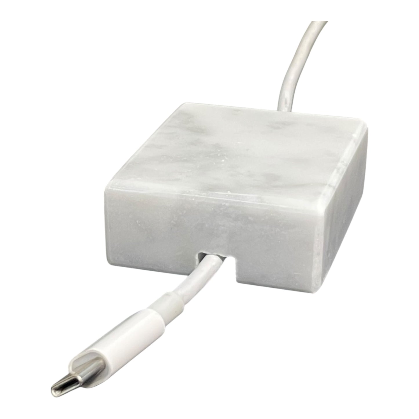 White Carrara Marble Cord Organizer — Polished · Single