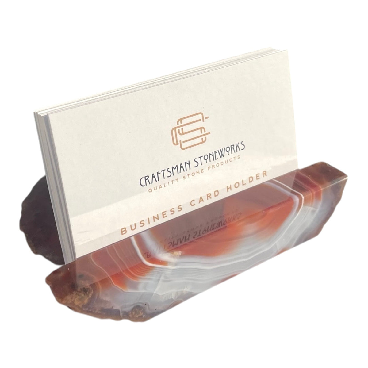 Red Agate Business Card Holder – Handcrafted in Southern California
