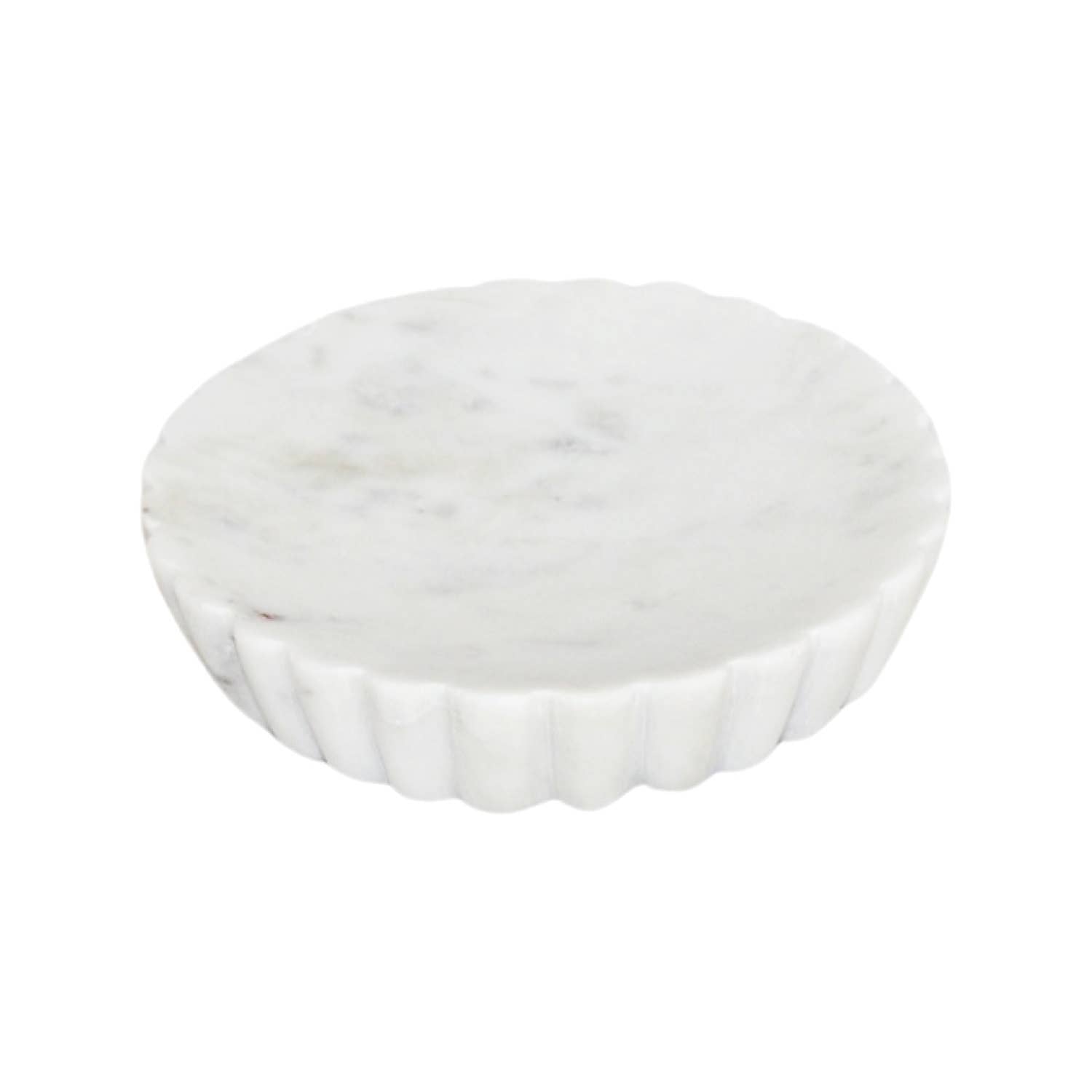 White marble soap dish with grooves