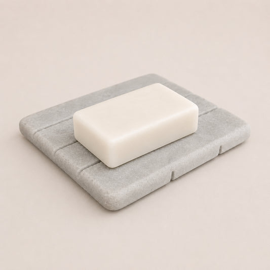 White Carrara Marble soap dish on bathroom counter
