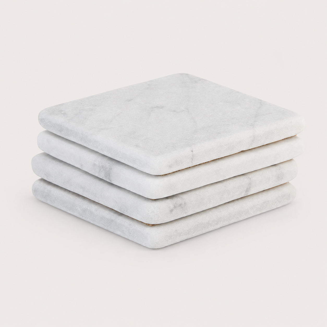 White Carrara Marble square coasters, set of 4