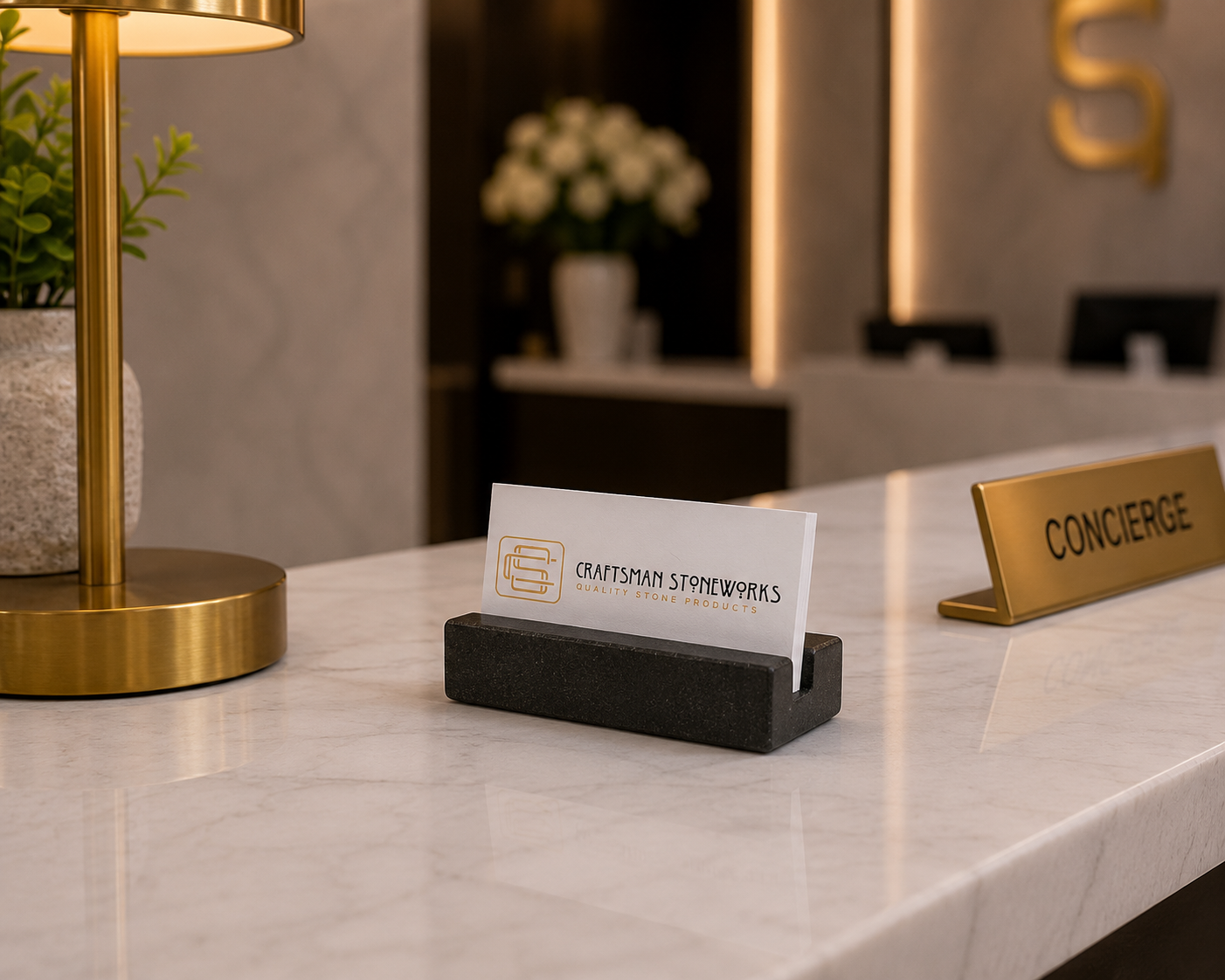 Black Granite Business Card Holder