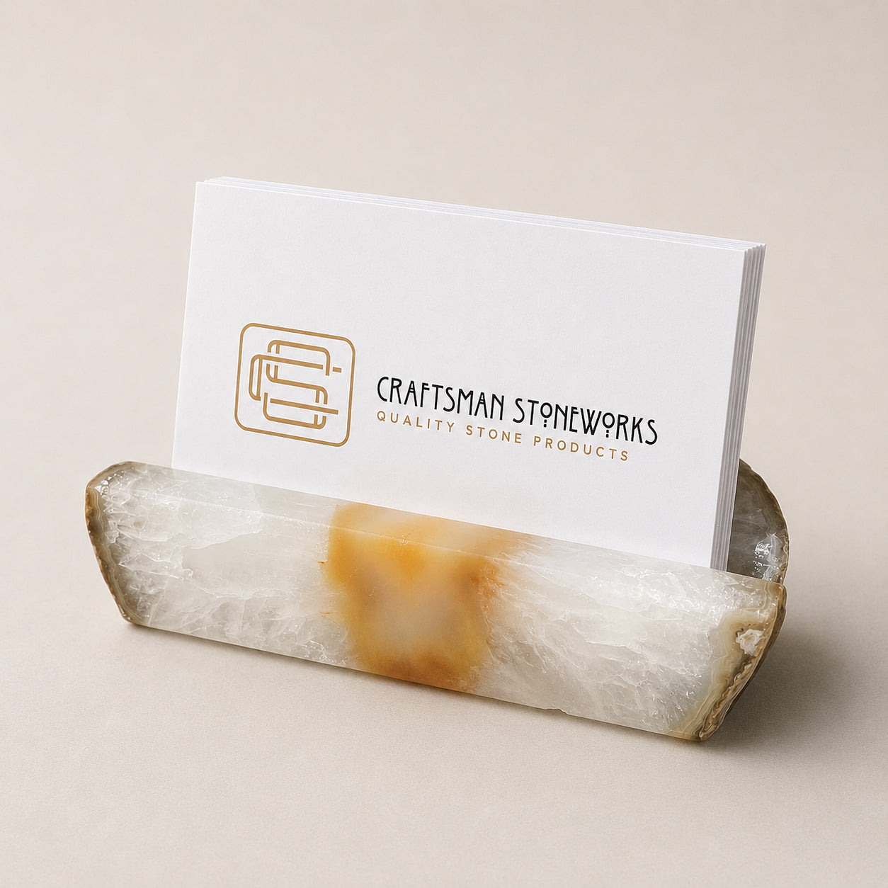 Handcrafted natural agate business card holder