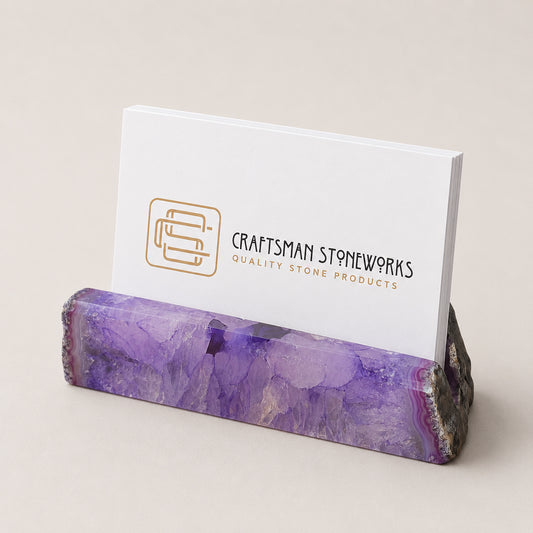 Handcrafted purple agate business card holder