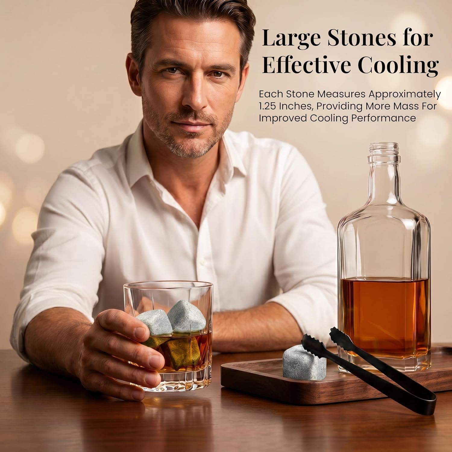 Soapstone whiskey stones set of 4 with linen pouch