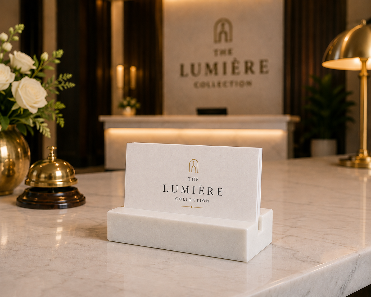 White Quartz Business Card Holder - Standard