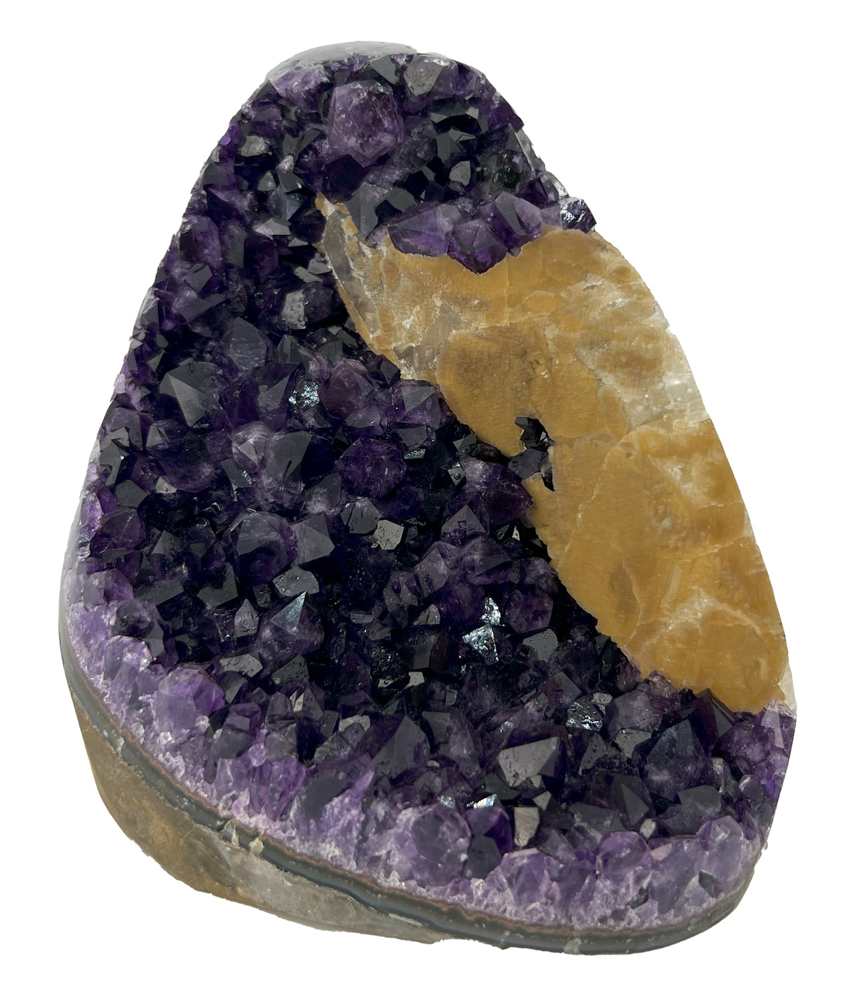 Large Uruguay Amethyst Cathedral Geode with Calcite — 5" x 5", 5.1 lbs