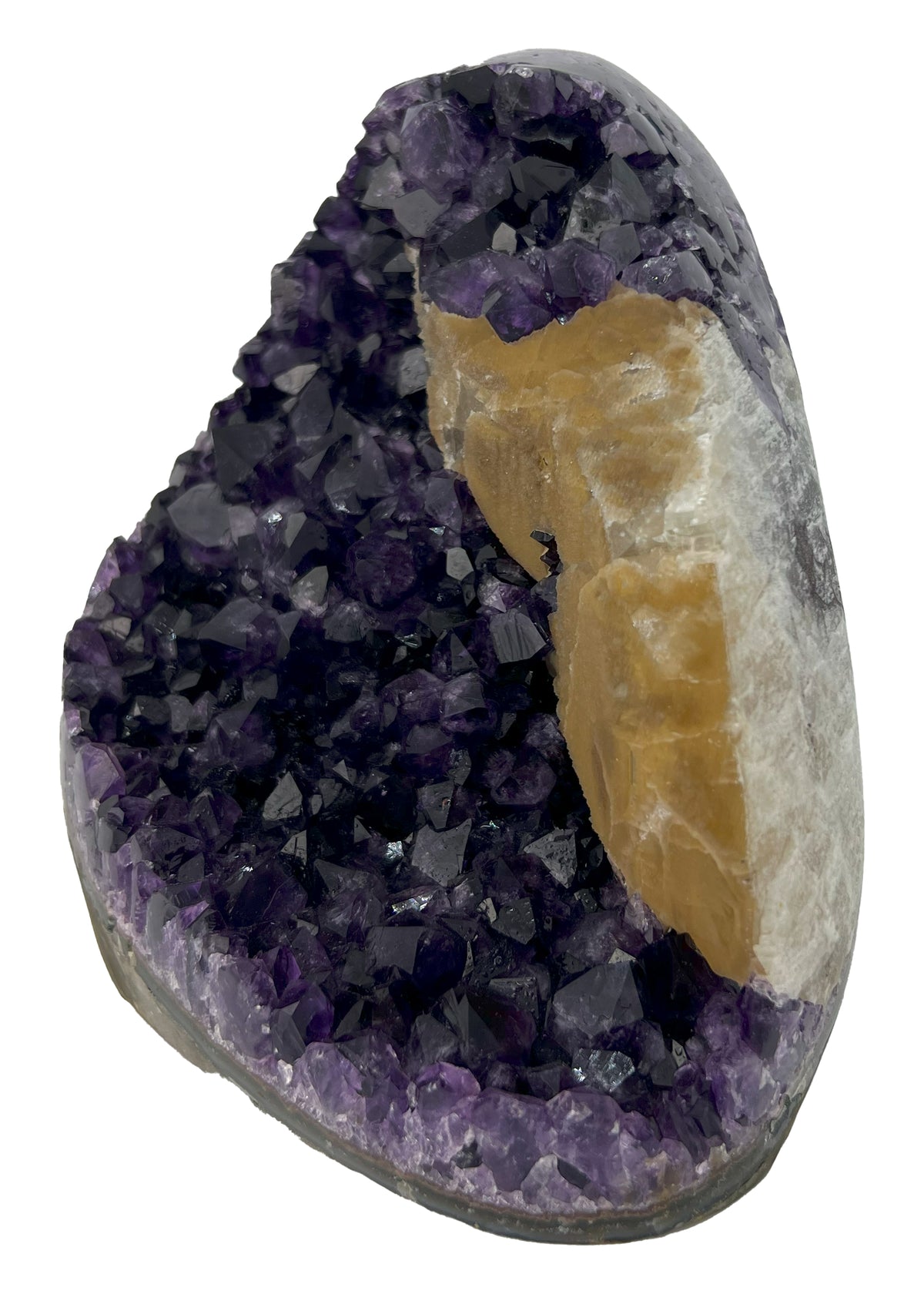 Large Uruguay Amethyst Cathedral Geode with Calcite — 5" x 5", 5.1 lbs
