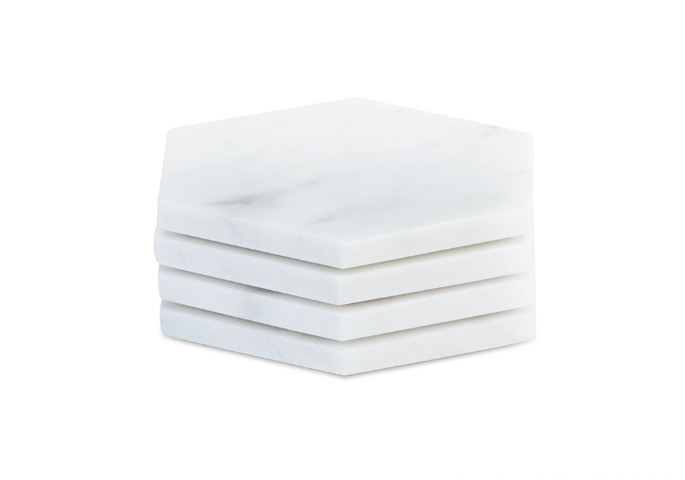 White Carrara Marble hexagon coasters, set of 4
