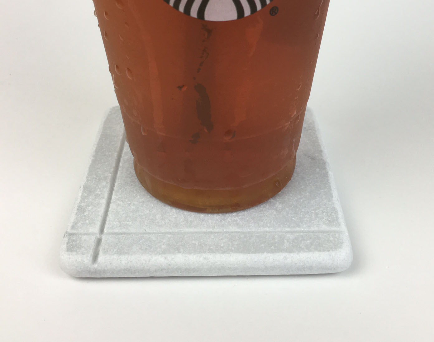 White Carrara Marble Coasters — Design C · Set of 4