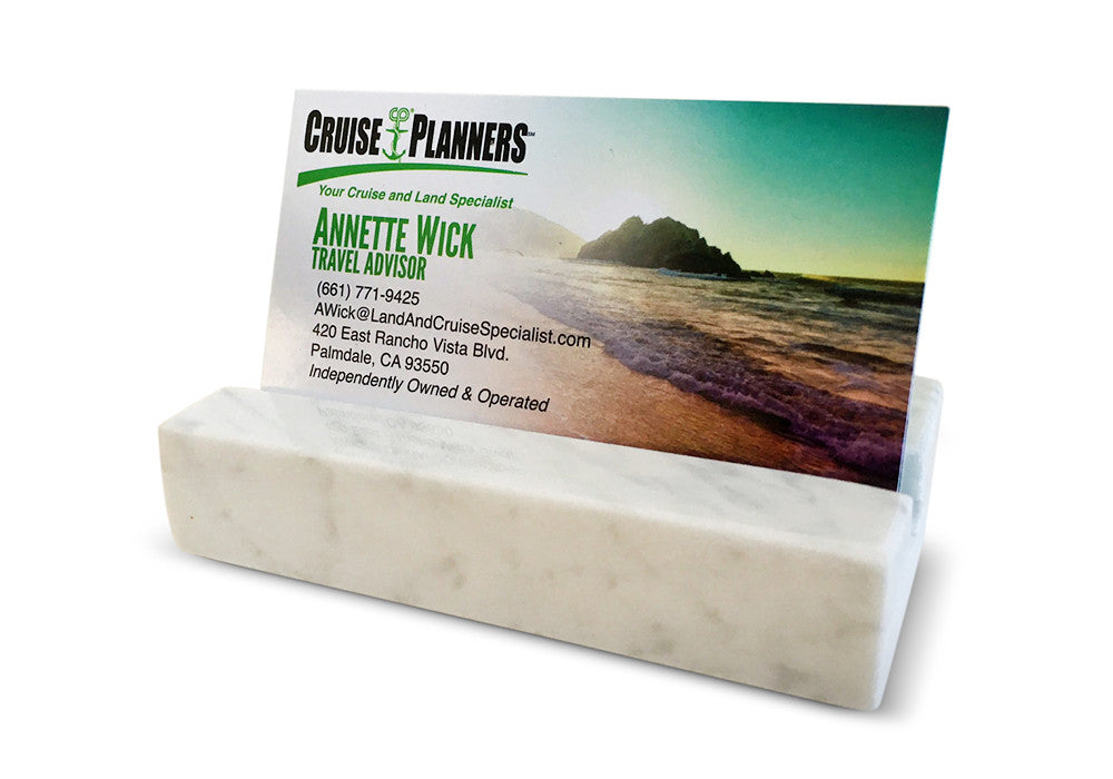 White Carrara Marble Business Card Holder - Standard