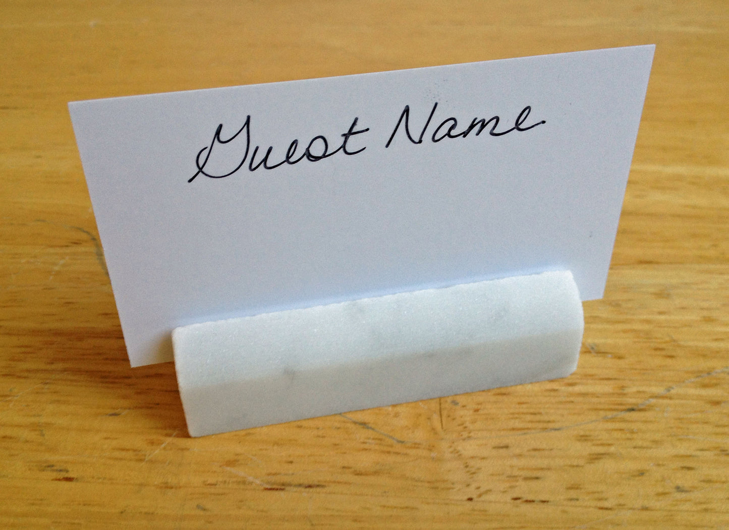 White Carrara Marble Placecard Holders — Set of 10