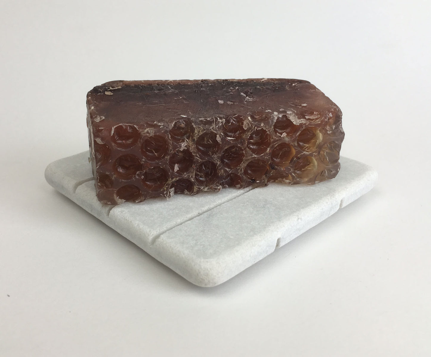 White Carrara Marble soap dish on bathroom counter