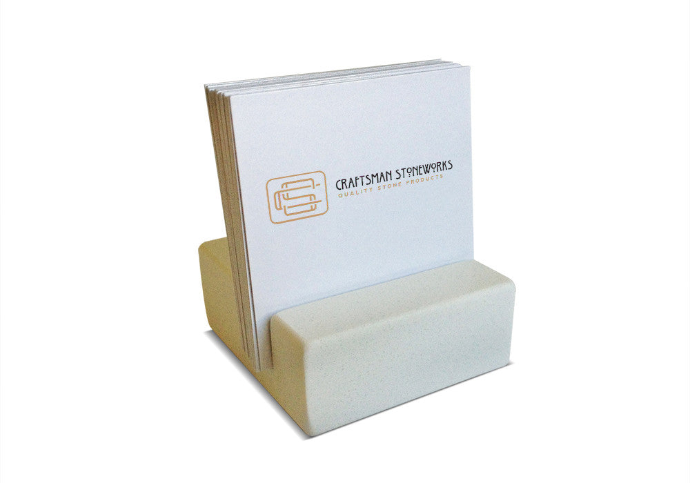 White Quartz Business Card Holder - Square