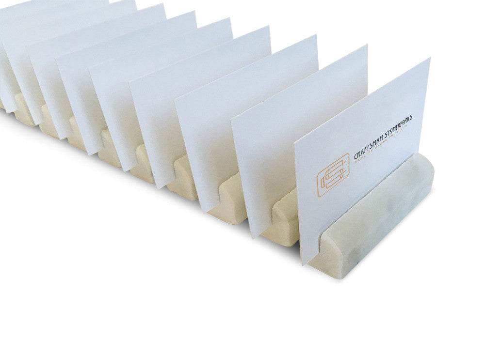 White Carrara Marble placecard holders for weddings and events