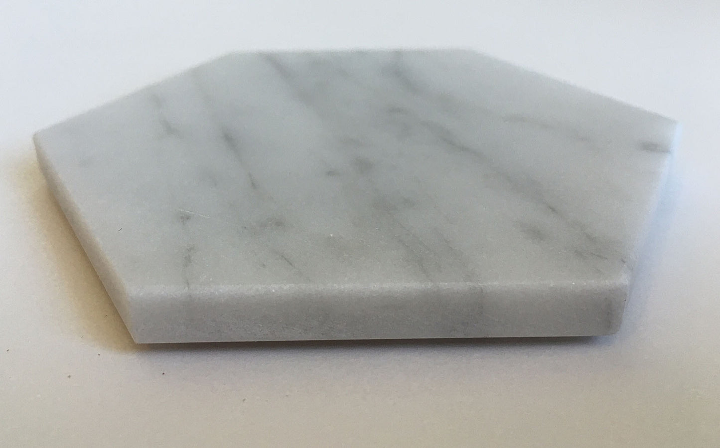 White Carrara Marble Coasters — Hexagon · Set of 8